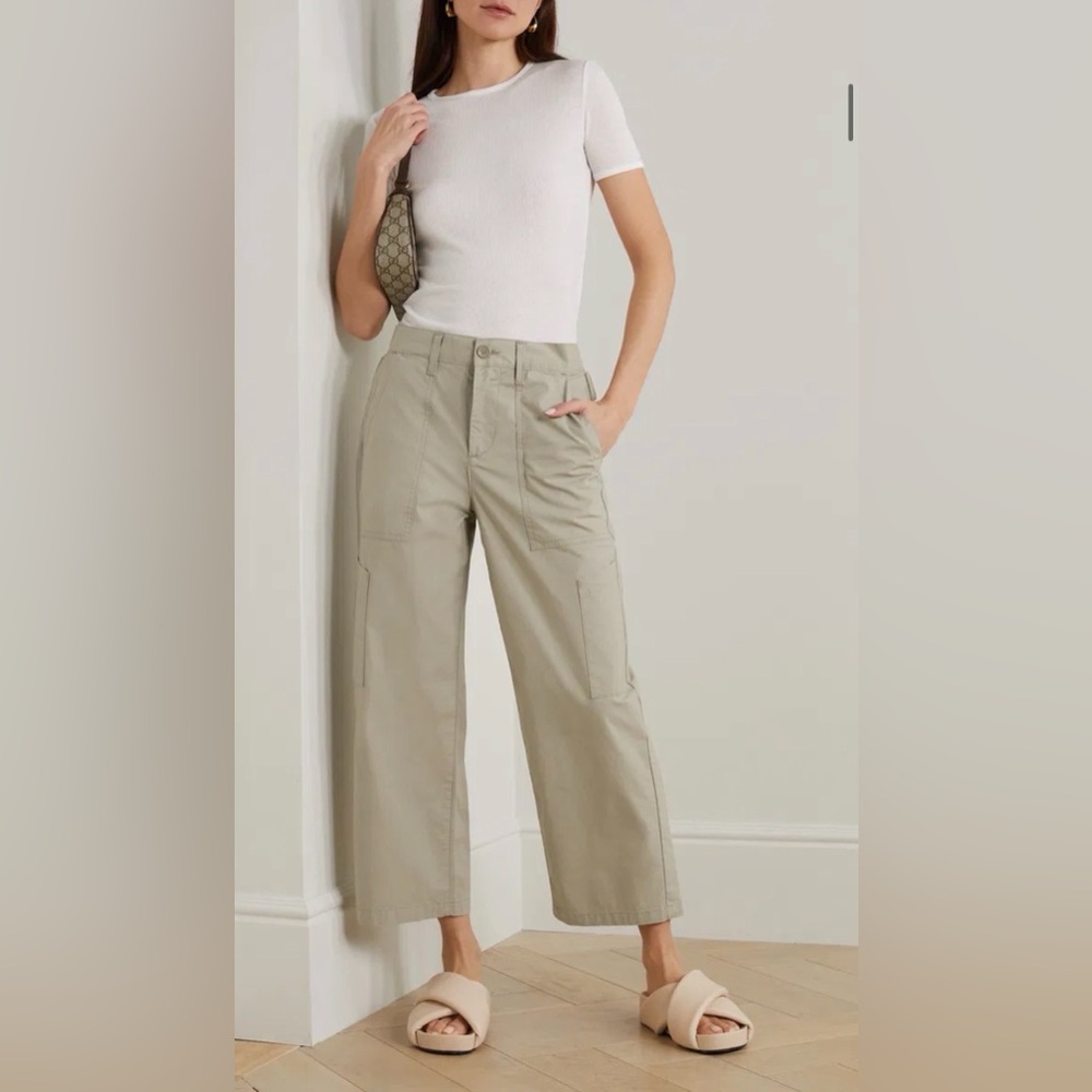 Agolde Daria Utility Cropped Cotton-Blend Poplin Wide-Leg Pants